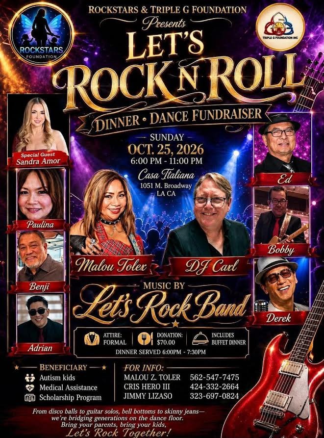 Let's Rock n Roll Dinner & Dance Fundraiser Flyer